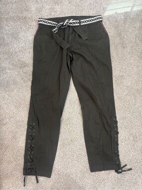 Boundless North Green Lace Up Pants with Beadwork Size 28 Stretch Boho